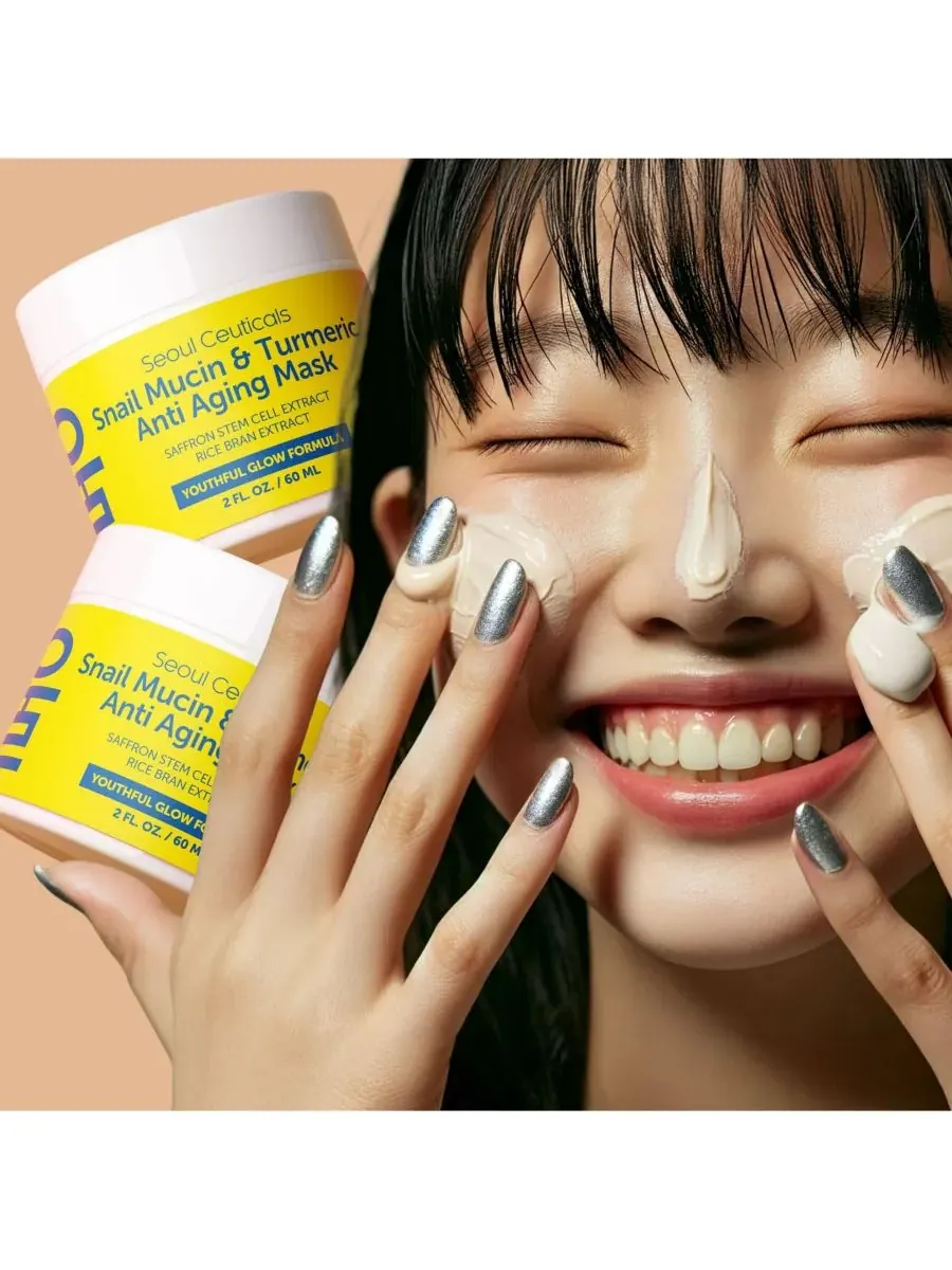 Маска для лица Seoul Ceuticals — Корейская с экстрактом улиточной слизи и куркумой. K Beauty — изображение 8 из 9