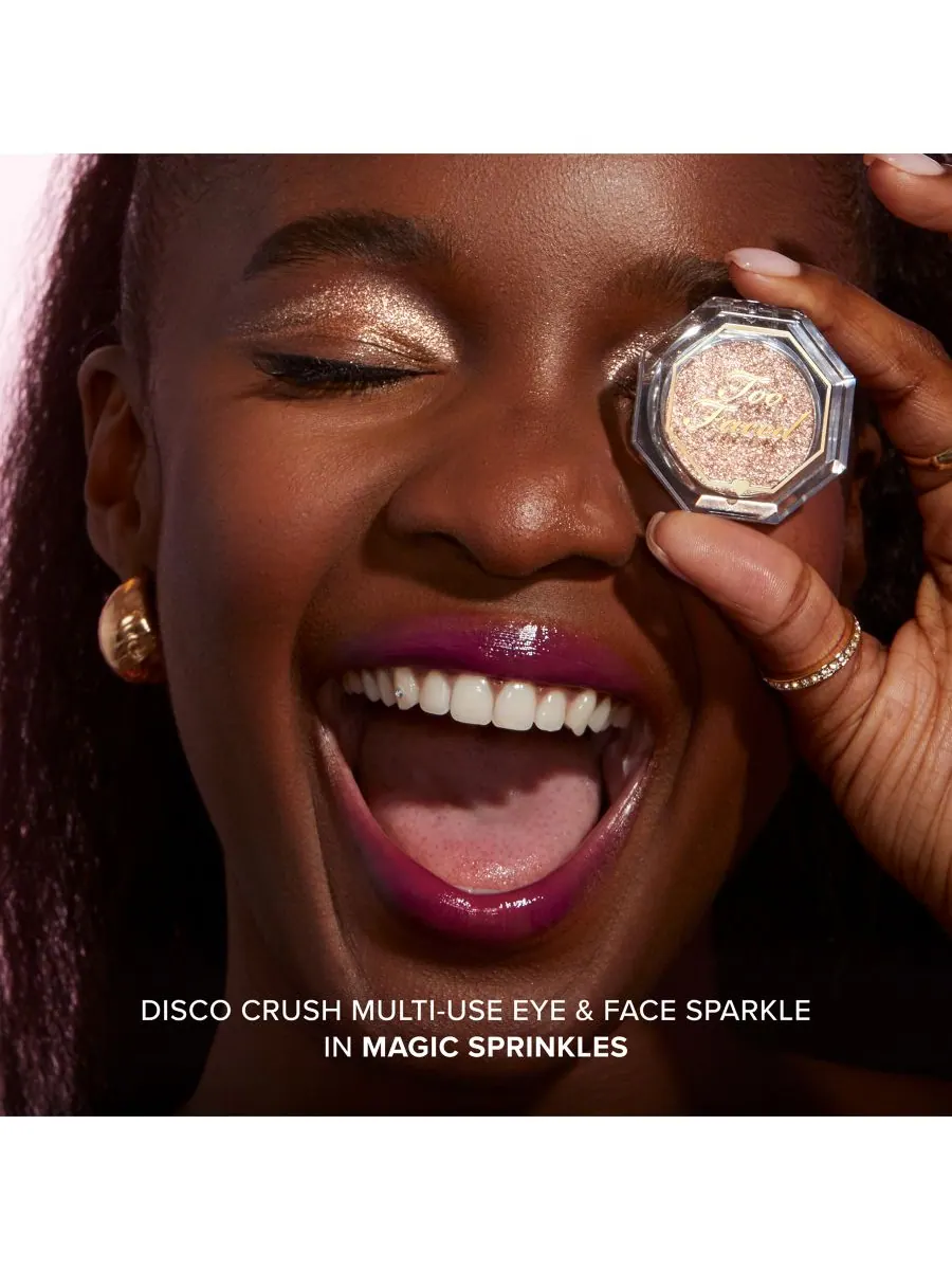 Блестящий мерцающий блеск для глаз и лица Disco Crush Too Faced, цвет magic sprinkles — изображение 5 из 10