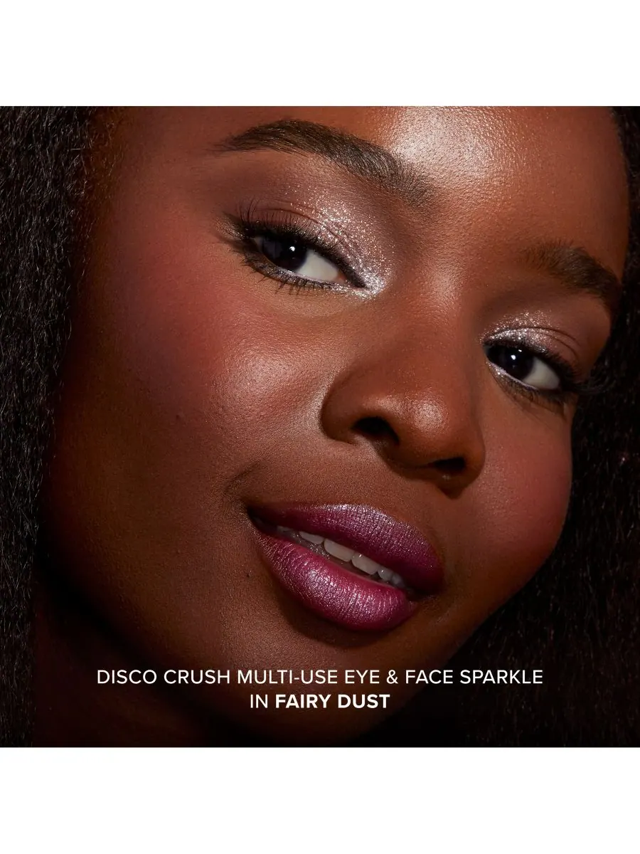 Блестящий мерцающий блеск для глаз и лица Disco Crush Too Faced, цвет fairy dust — изображение 5 из 10
