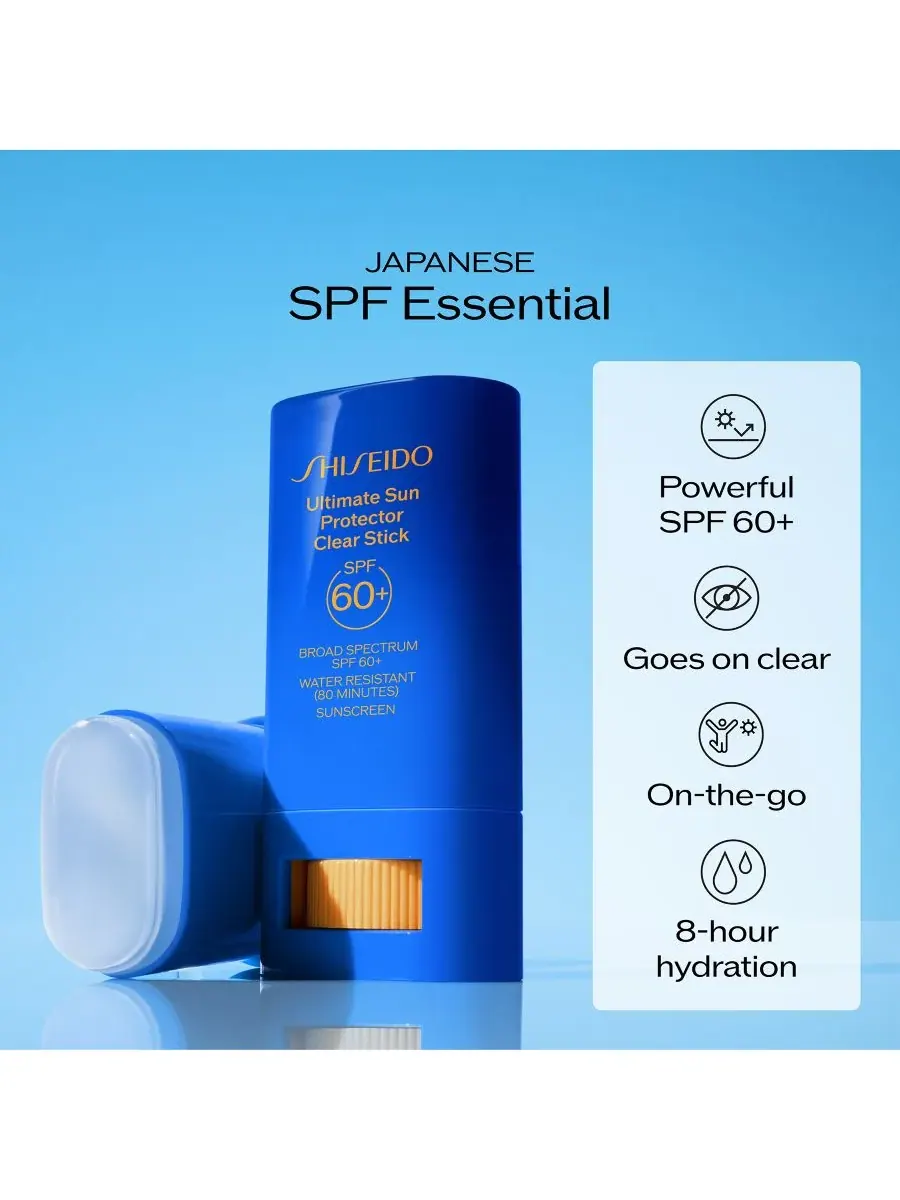 Shiseido Солнцезащитный стик Ultimate Sun Protector Clear Stick SPF 60+, 2.1 унции — изображение 3 из 10