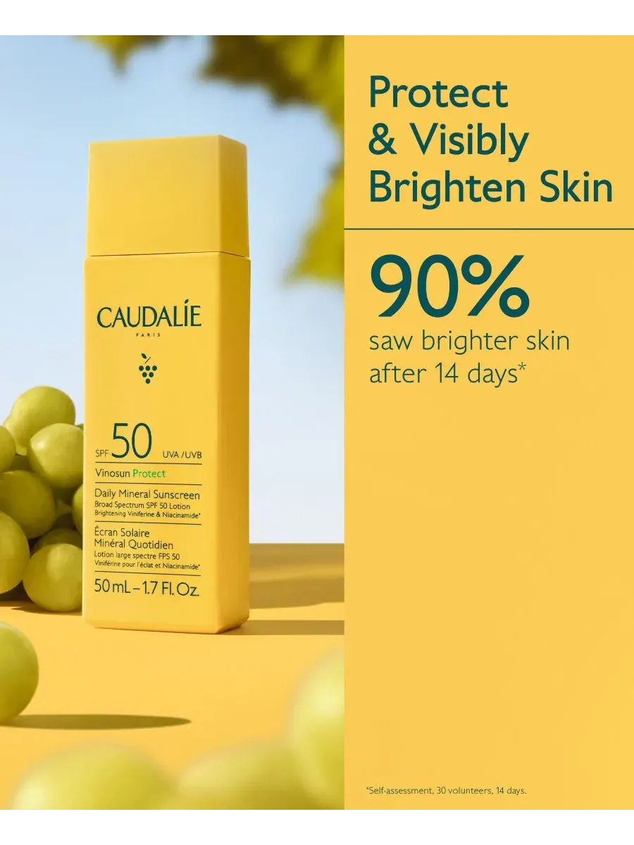 Caudalie Солнцезащитный минеральный крем Vinosun Protect Daily Sunscreen SPF 50, 1,7 унции — изображение 2 из 8