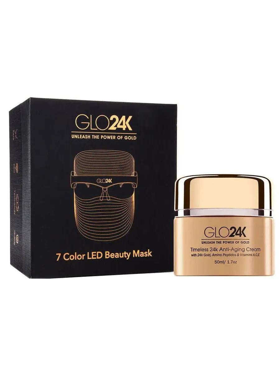 Маска для лица Glo24K — Цветная светодиодная + антивозрастной с -каратным золотом — мульти
