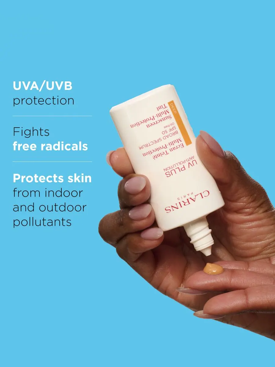Солнцезащитный тонирующий крем для лица UV Plus Anti-Pollution SPF 50 Clarins — изображение 3 из 3