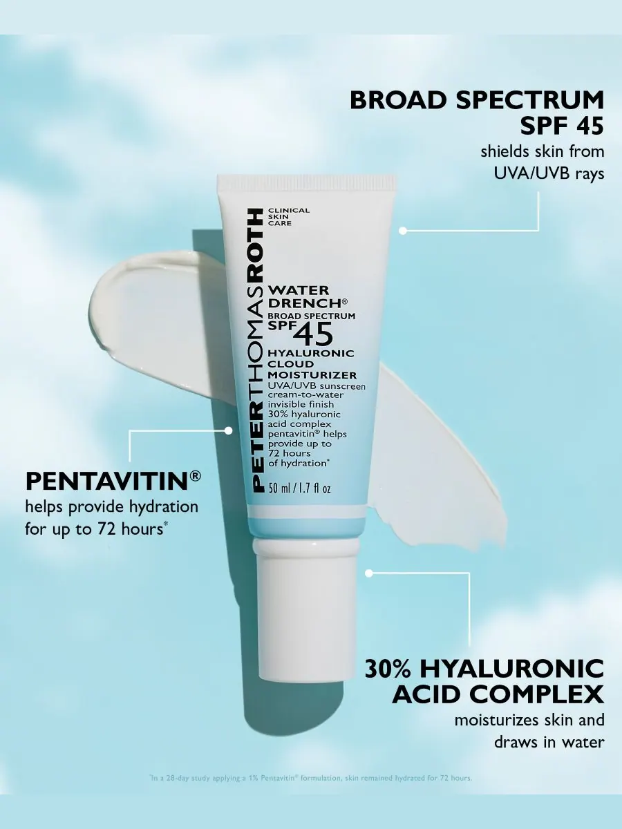 Крем для лица SPF45 PETER THOMAS ROTH Увлажняющий Water Drench Broad Spectrum с гиалуроновой — изображение 5 из 8