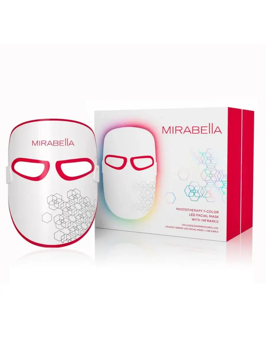 Маска для лица Mirabella — Фототерапевтическая -цветная светодиодная с ближним инфракрасным