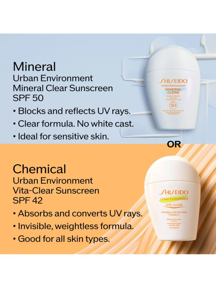 Солнцезащитный крем Urban Environment Mineral Clear Sunscreen SPF 50 Shiseido, — изображение 8 из 10