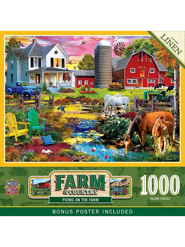 Шедевры фермы и страны - пикник на ферме пазл из 1000 деталей Masterpieces Puzzles — мульти