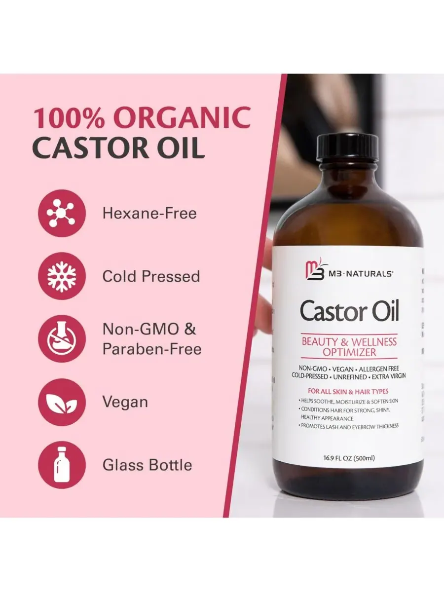 M3 Naturals Касторовое масло 500 мл | Для питания волос, кожи и тела | M3 — изображение 6 из 7