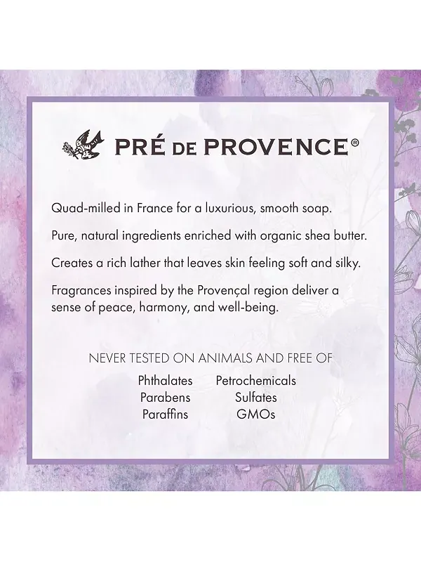 Увлажняющее французское мыло Pre de Provence, 250 г, четырехкратное измельчение, стойкая — изображение 4 из 4