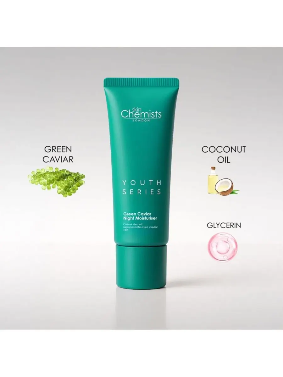 Крем для лица Skinchemists — Ночной увлажняющий «Икра», , зеленый, 50 мл — изображение 5 из 5
