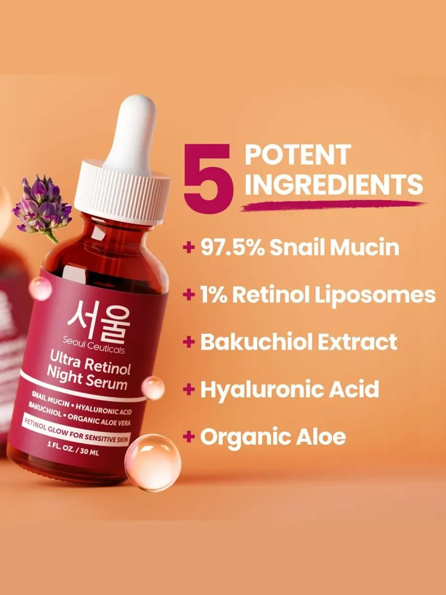 Сыворотка Seoul Ceuticals — Корейская для ухода за кожей Ultra Retinol Night Serum K Beauty Skincare — изображение 5 из 9