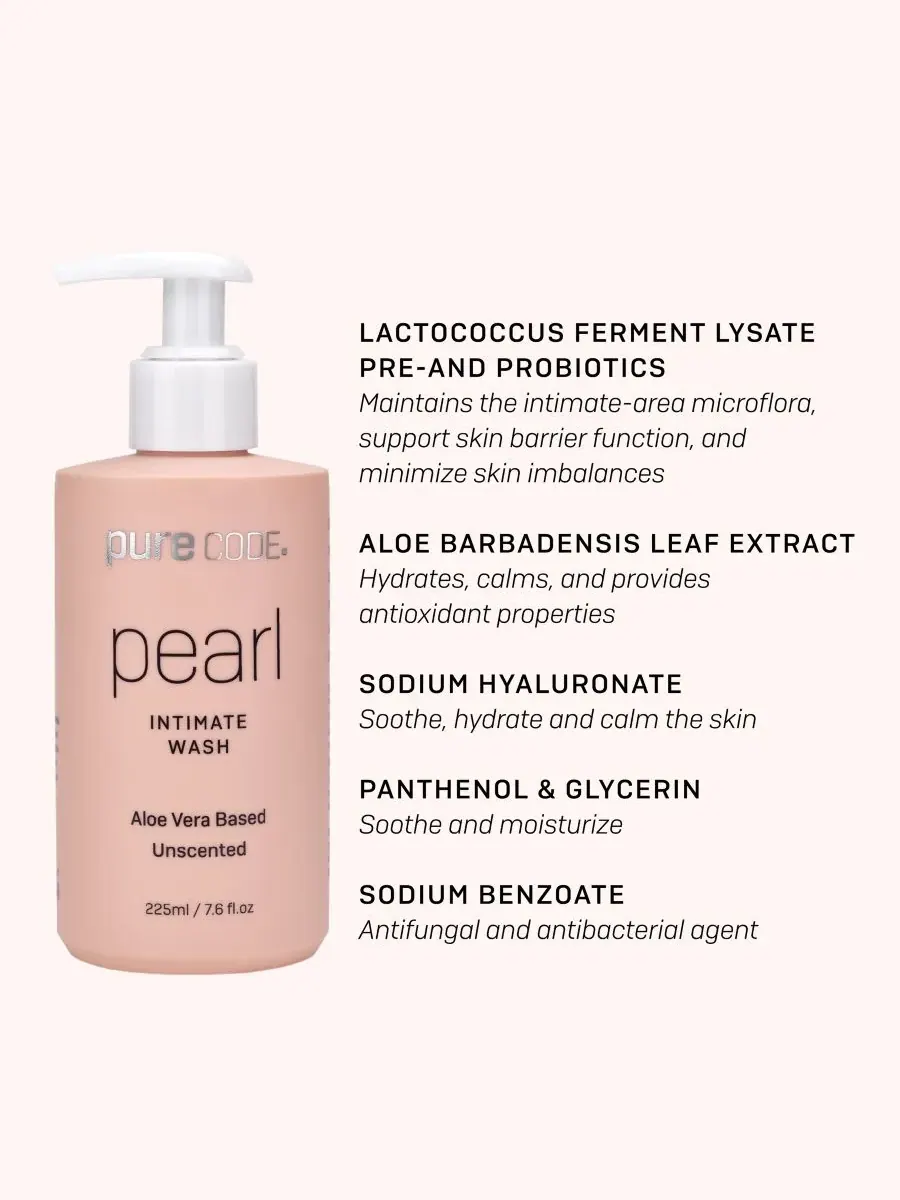Интимное средство Pearl с пробиотиками на основе алоэ вера, без запаха, 225 мл/7,6 жидких унций — изображение 2 из 3