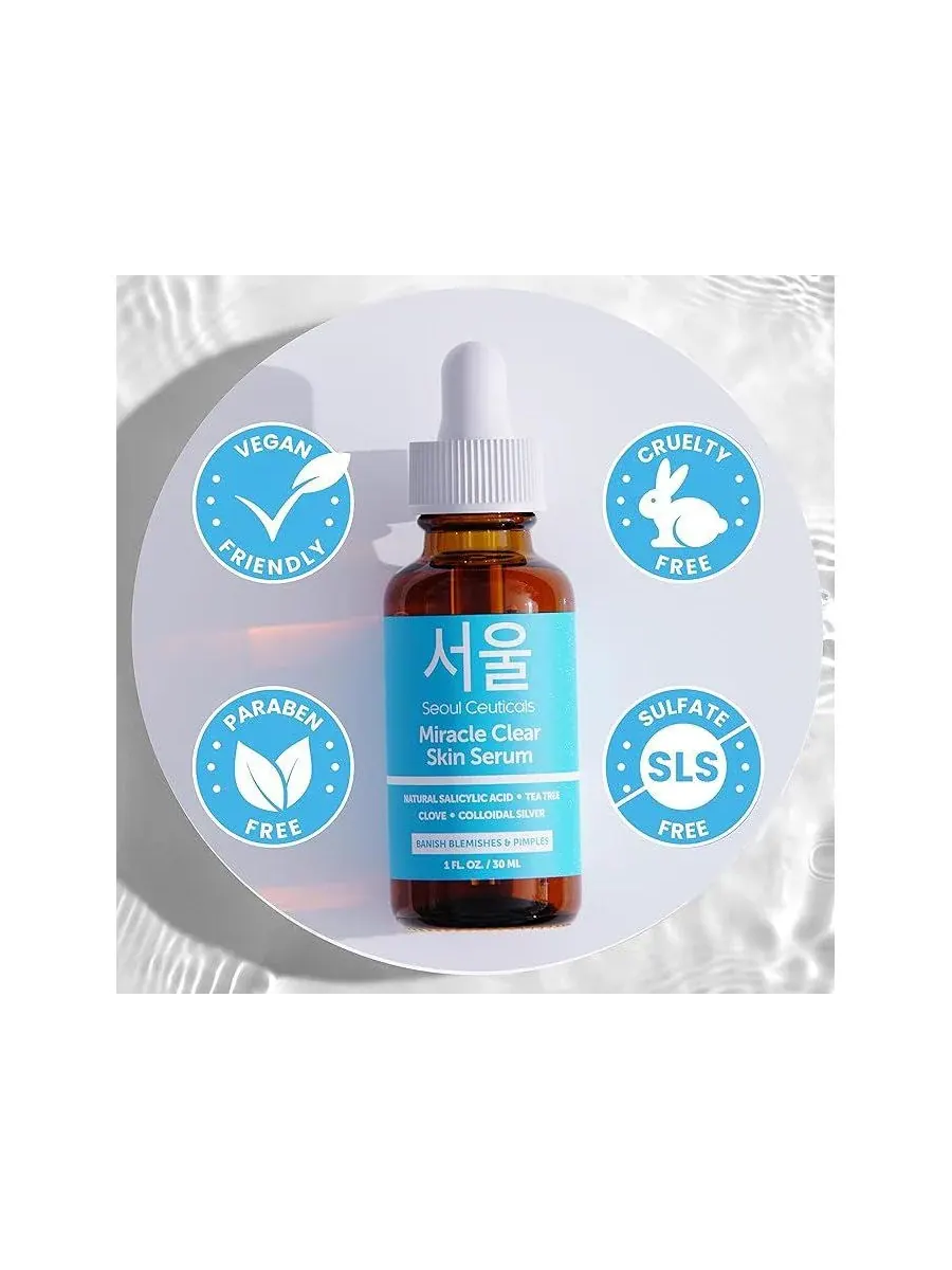 Сыворотка Seoul Ceuticals — Корейская для ухода за кожей Miracle Clear Acne Serum от прыщей K — изображение 3 из 6