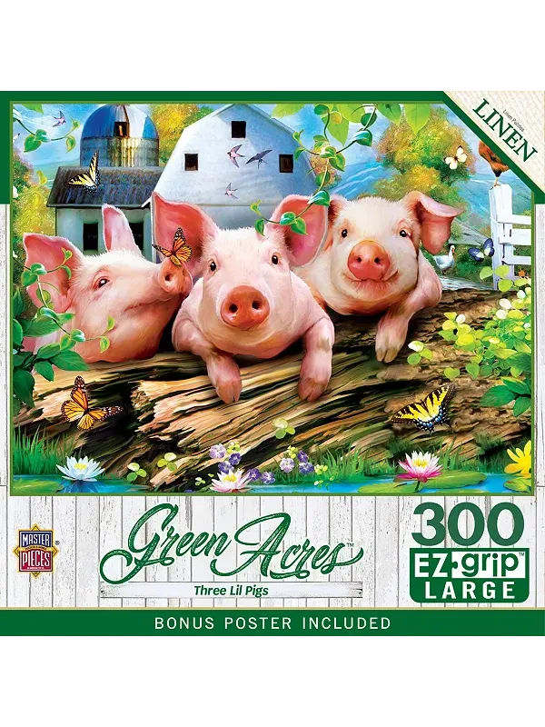 Шедевры Зелёные Акры - Три поросёнка, 300 деталей, пазл EZ Grip Masterpieces Puzzles