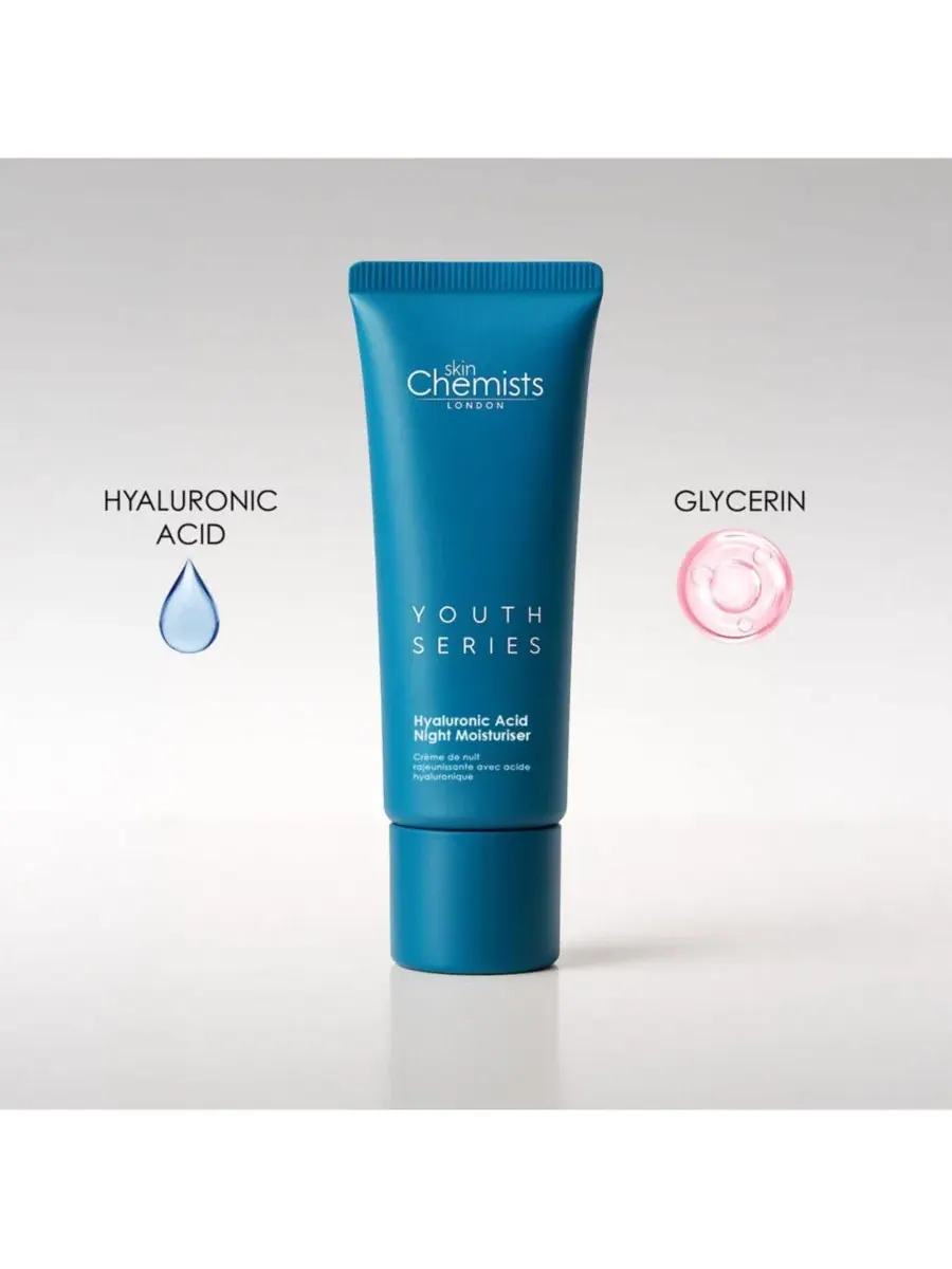 Крем для лица Skinchemists — Ночной увлажняющий с % гиалуроновой кислотой, , синий, 50 мл — изображение 4 из 5