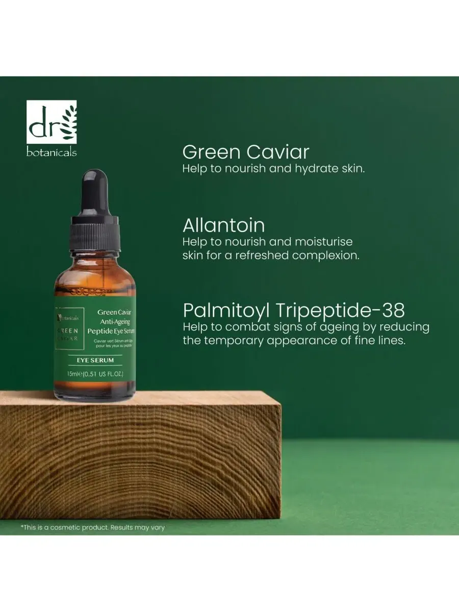 Сыворотка для глаз с пептидами против старения и экстрактом икры, 15 мл Dr. Botanicals — изображение 4 из 5