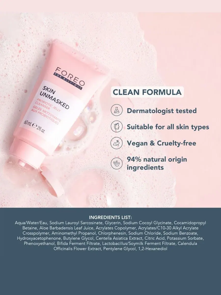 Гель для умывания Foreo — Очищающее средство-гель для лица For EveryOne Skin Unmasked Probiotic — изображение 2 из 5