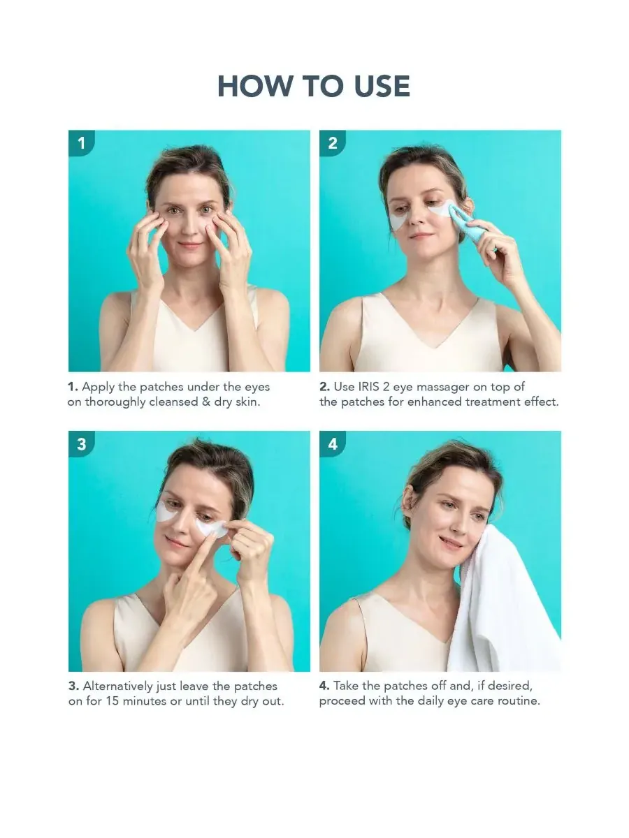 FOREO IRIS 60 шт. Увлажняющие гидрогелевые маски для глаз, 100 г — изображение 8 из 9