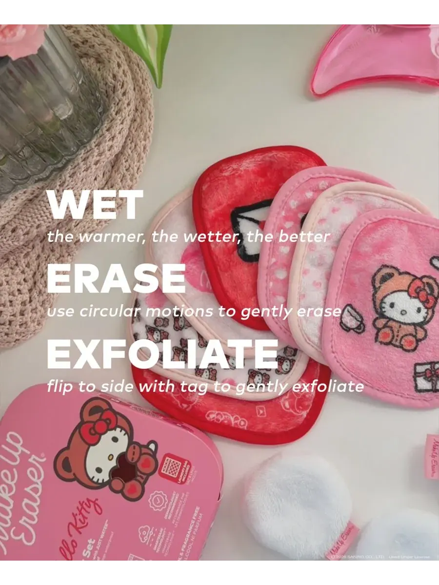 Набор Makeup Eraser — Из 9 многоразовых салфеток для снятия макияжа Hello Kitty Cutie Pie — изображение 11 из 12