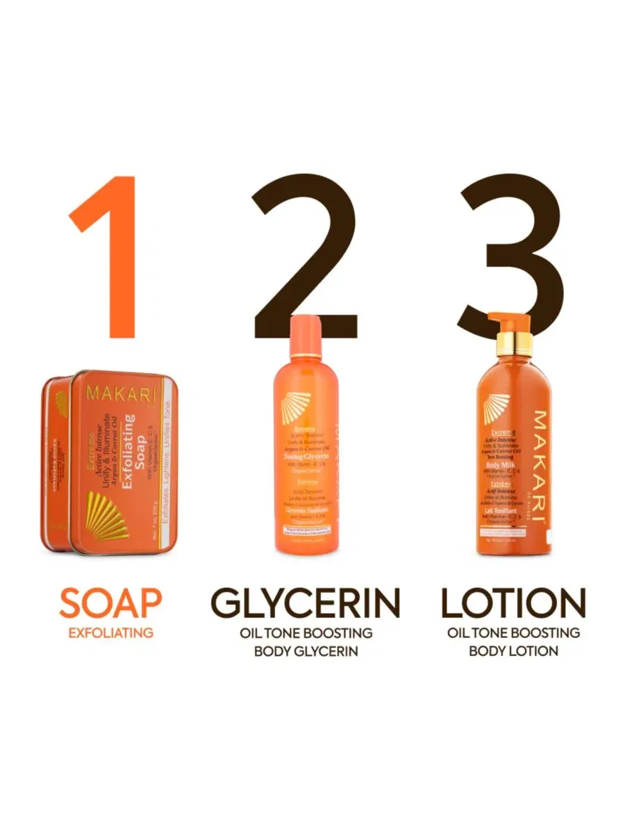 Набор для ухода за кожей с мылом и лосьоном, модель Extreme Argan Carrot Milk & Soap Makari — изображение 4 из 6