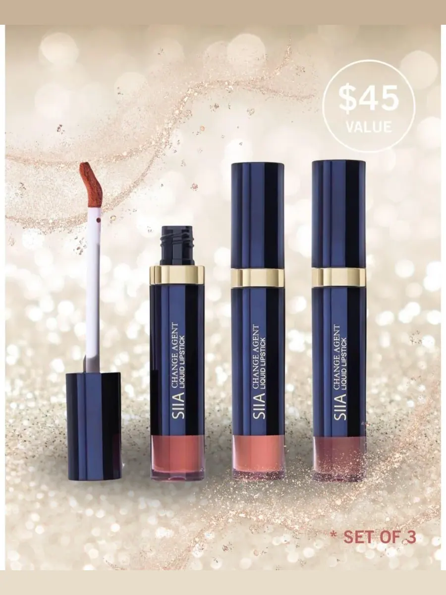Набор из 3 жидких помад SIIA Cosmetics, Warm Neutral