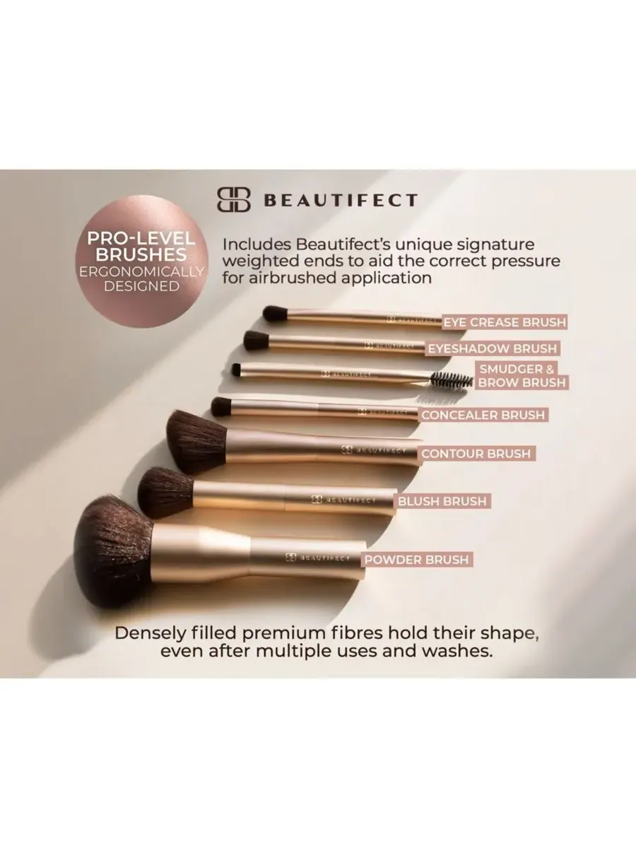 Профессиональная коллекция кистей Beautifect, золото finish — изображение 3 из 7