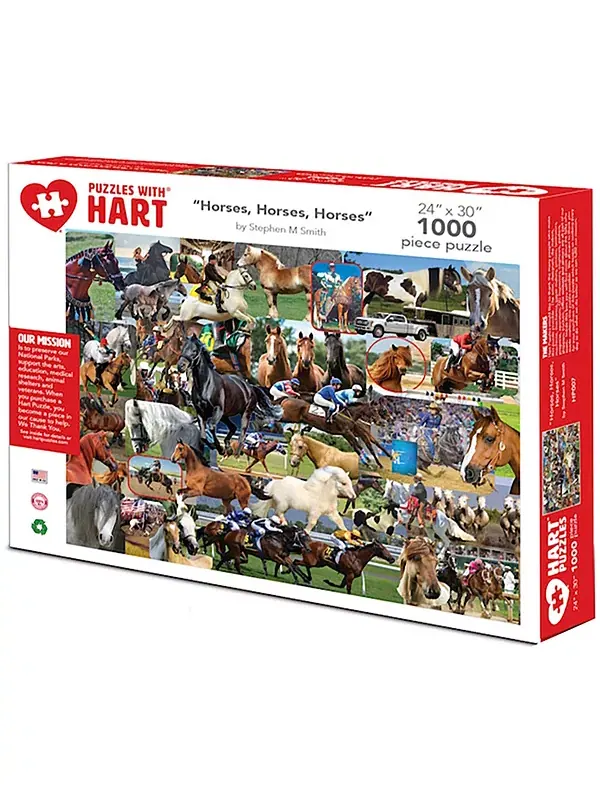 Лошади 24" x 30" от Стива Смита, набор из 1000 пазлов Hart Puzzles — мульти