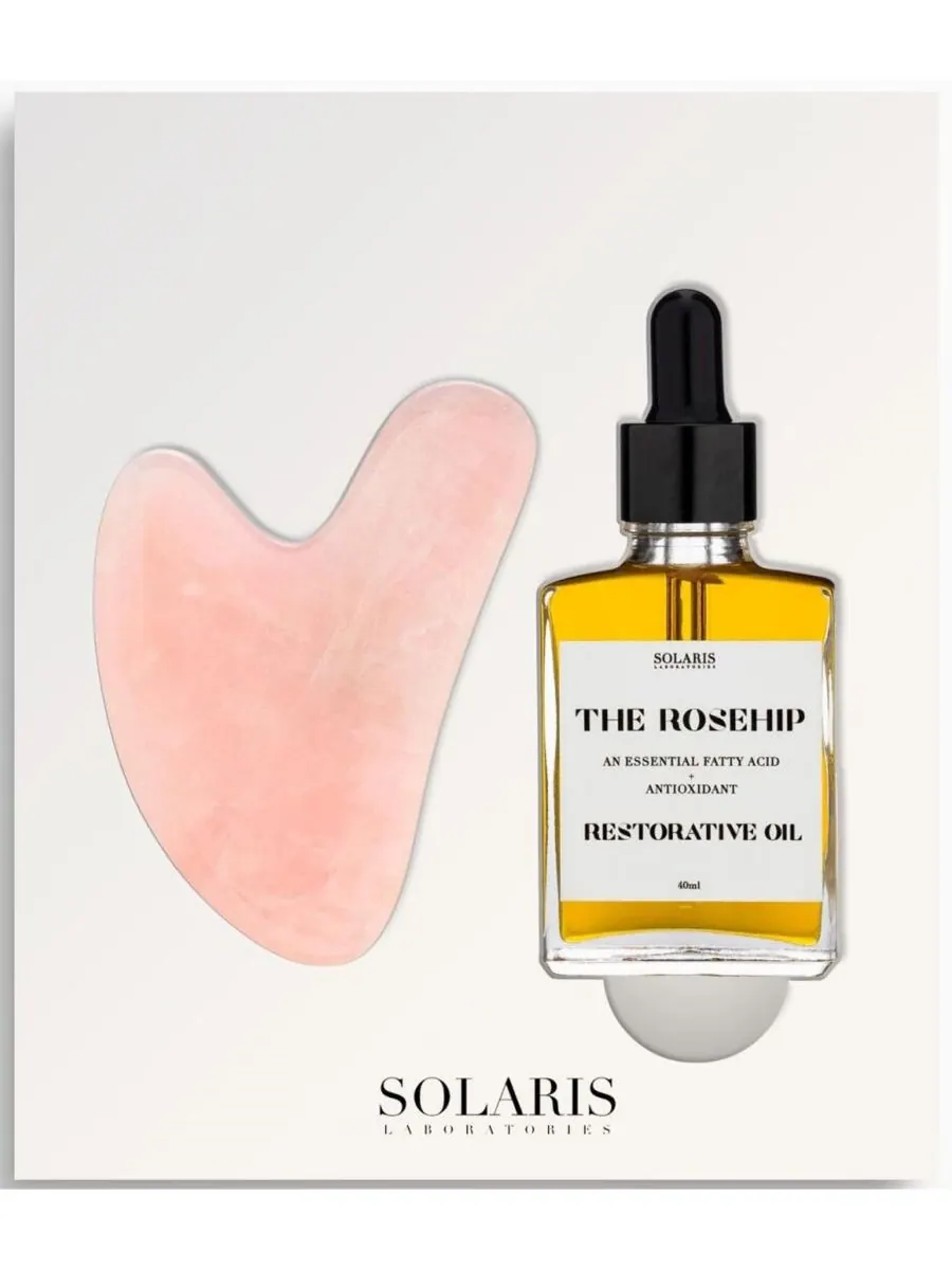 Набор для гуаша и масло шиповника, 355 мл Solaris Laboratories NY — розовый