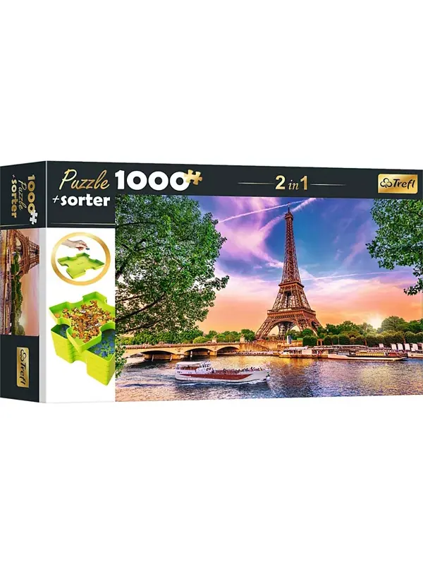 Красный пазл-сортер из 1000 деталей - закат над Парижем Trefl