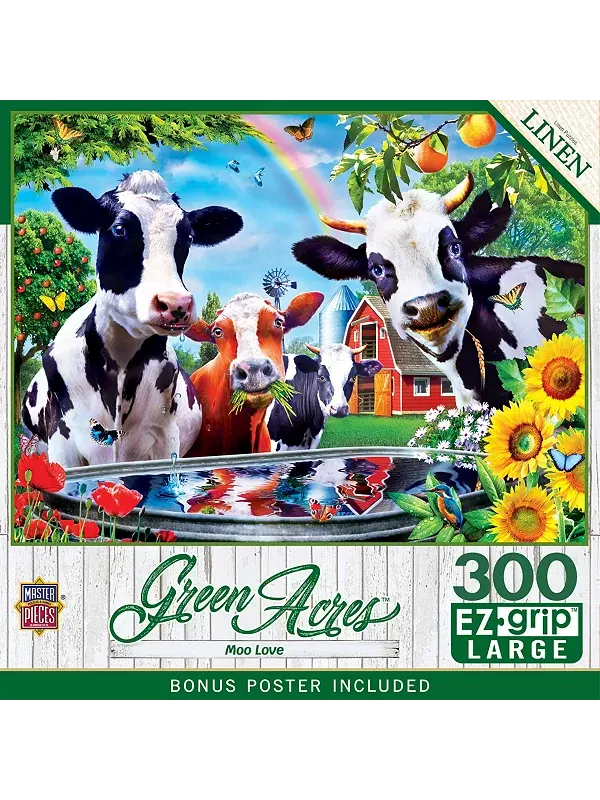 Шедевры Green Acres - Moo Love 300 деталей пазла EZ Grip Masterpieces Puzzles