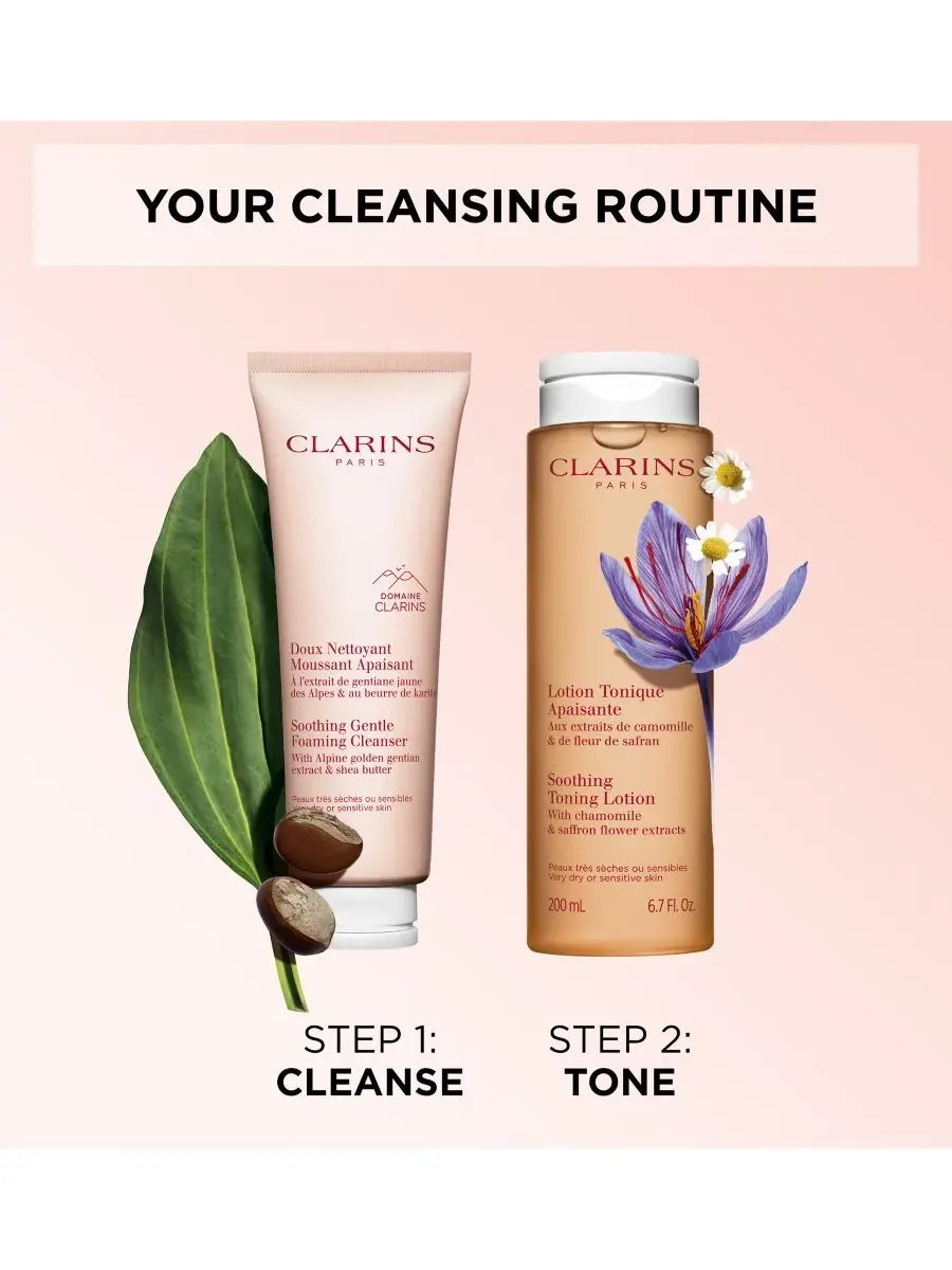 Средство для снятия макияжа Clarins — Успокаивающее нежное пенящееся очищающее средство с маслом ши — изображение 2 из 10