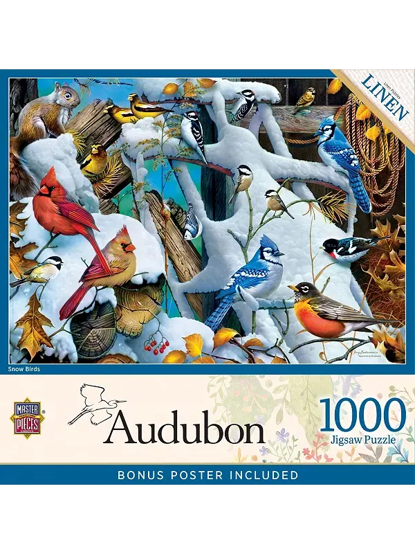 Шедевры Одюбона - пазл из 1000 деталей "Снежные птицы" для взрослых Masterpieces Puzzles