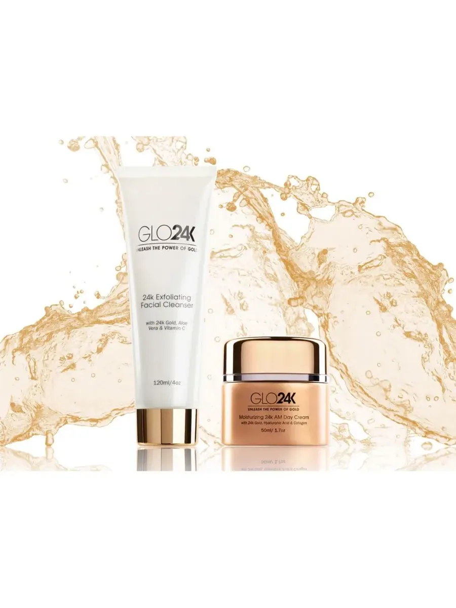 Крем для лица Glo24K — Отшелушивающее средство для умывания и дневной — изображение 2 из 3