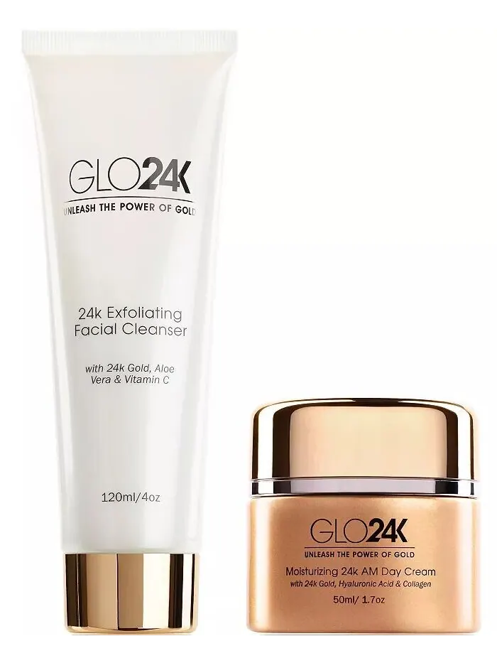 Крем для лица Glo24K — Отшелушивающее очищающее средство для лица и дневной
