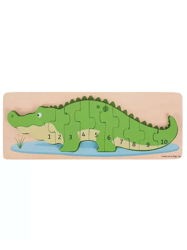Пазл с числами «Крокодил», 10 деталей Bigjigs Toys — мульти