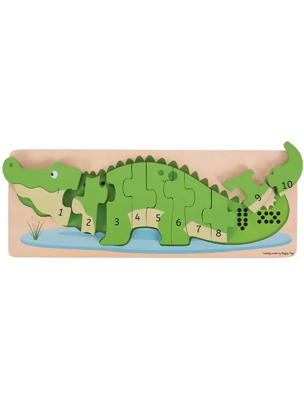 Пазл с числами «Крокодил», 10 деталей Bigjigs Toys — изображение 2 из 2