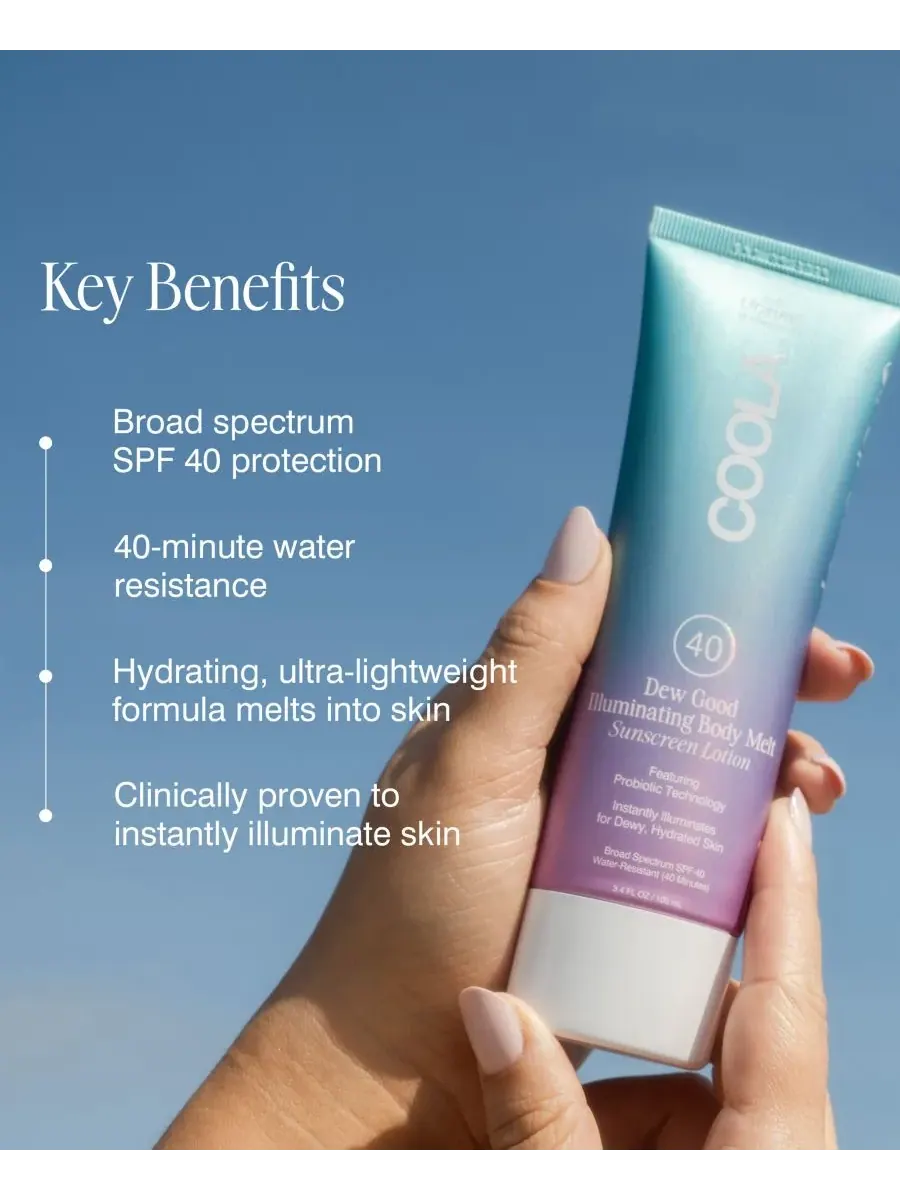 COOLA Солнцезащитный лосьон для тела Dew Good Illuminating Body Melt SPF 40, 3,4 унции — изображение 4 из 5