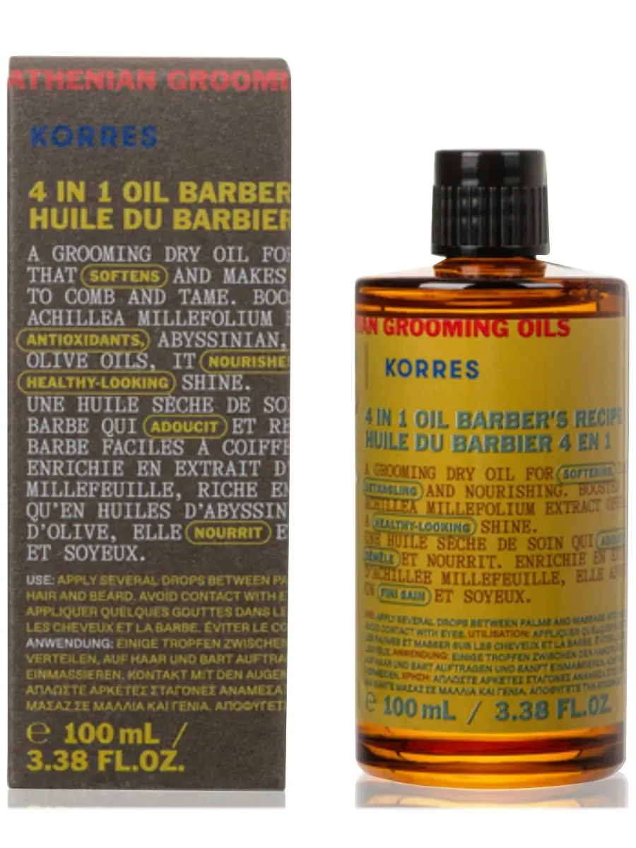 KORRES Афинское многофункциональное масло для ухода за волосами Athenian Grooming Barber's 4-в-1 — мульти