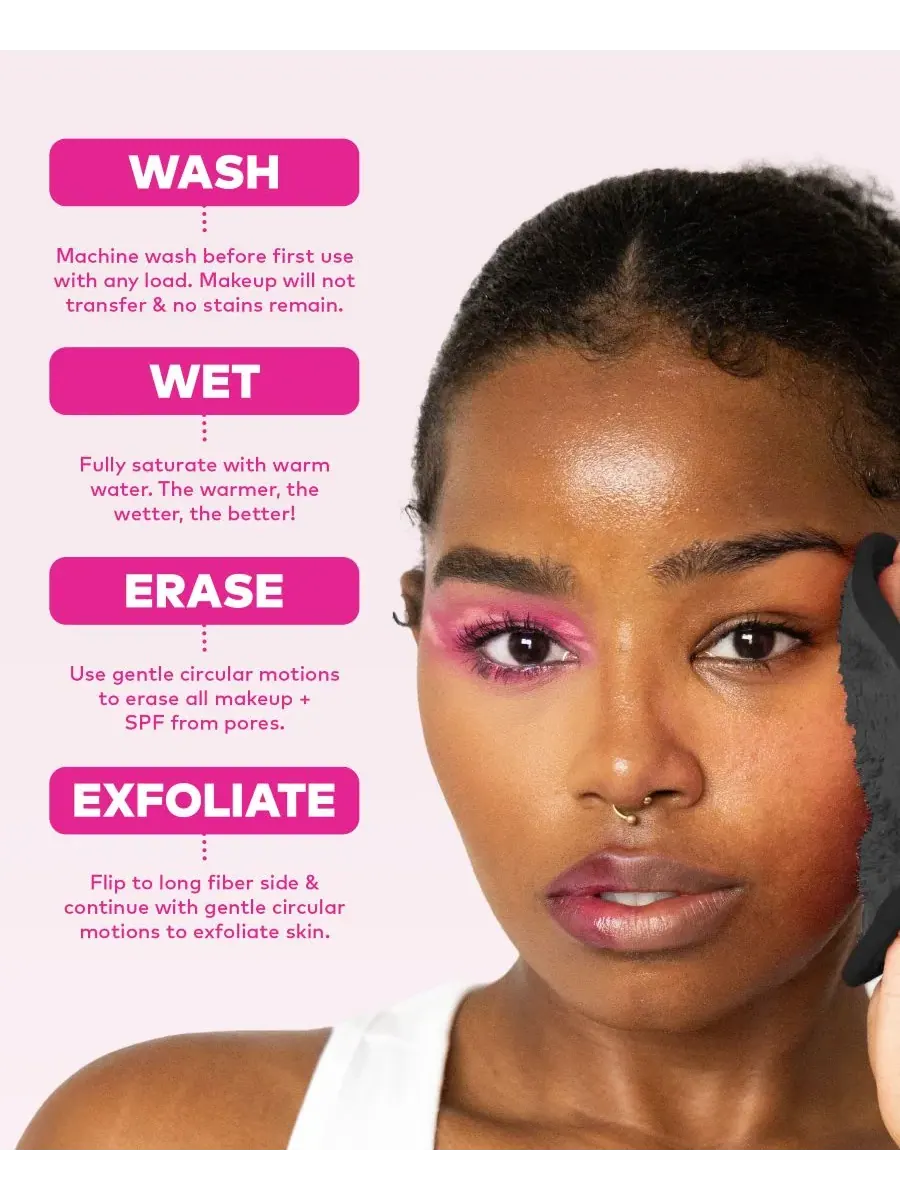 MakeUp Eraser Набор из 7 стильных черных салфеток для снятия макияжа — изображение 9 из 10
