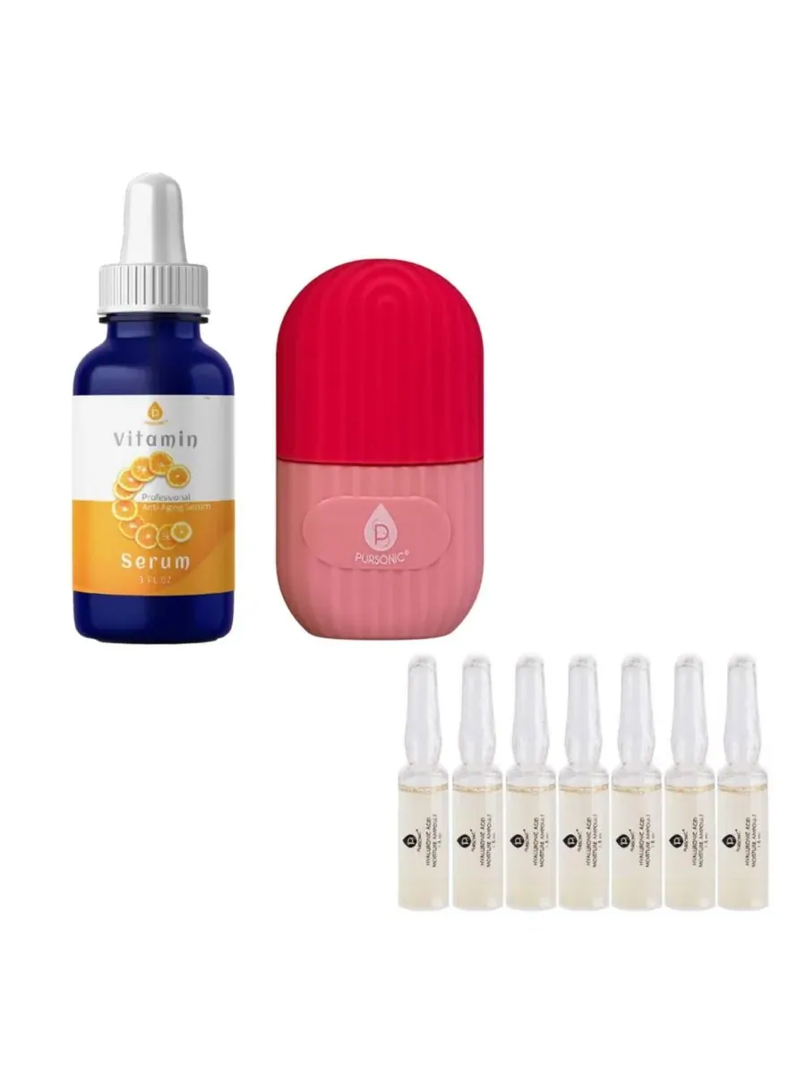 Набор для ухода за кожей Radiant Glow & Refresh: массажер для лица Ice Cube + сыворотка с витамином