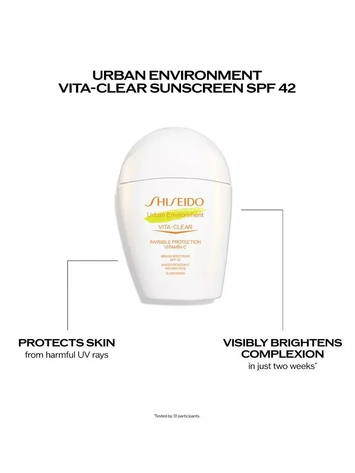 Urban Environment Vita-Clear Солнцезащитный крем SPF 42, 1 унция Shiseido — изображение 3 из 11