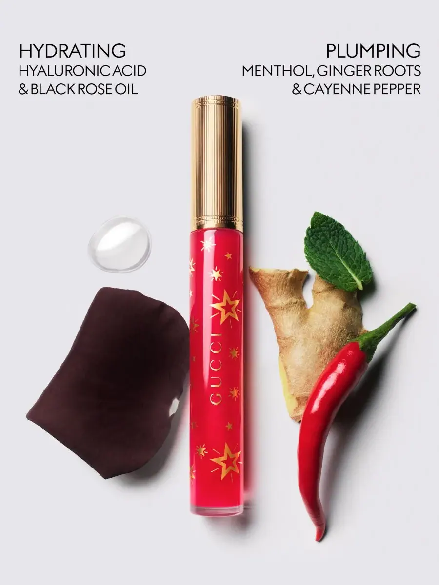 Gloss à Lèvres Увлажняющий и придающий объем губ блеск Gucci, 314 - Sadie Coral — изображение 6 из 9