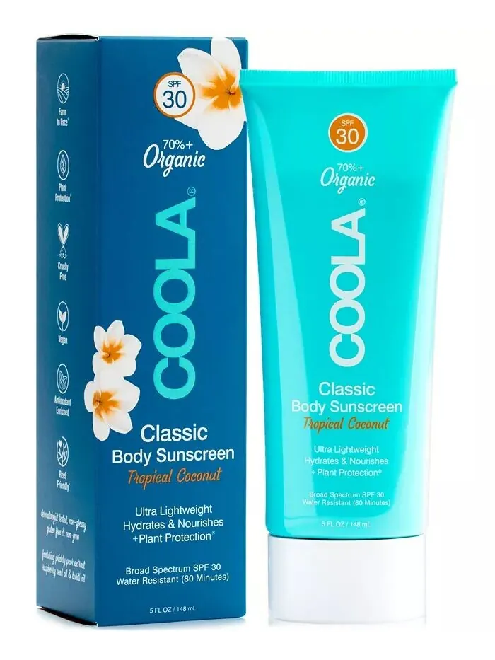 Классический солнцезащитный крем для тела с тропическим кокосом SPF 30, 5 унций Coola