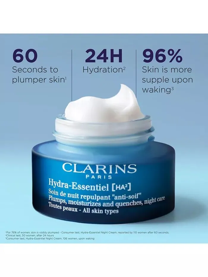 Крем для лица Clarins — Ночной увлажняющий Hydra-Essentiel с двойной гиалуроновой кислотой — изображение 2 из 9