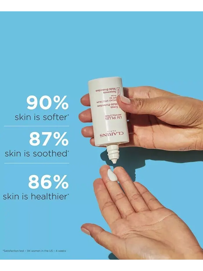 Антиоксидантный солнцезащитный крем для лица UV Plus Anti-Pollution SPF 50, 1,7 унции Clarins — изображение 2 из 7