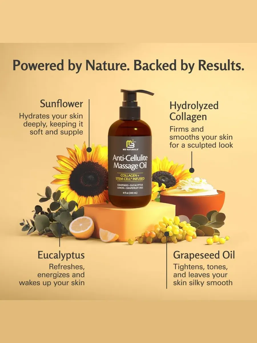Массажное масло против целлюлита M3, грейпфрут и лимон | 227 мл M3 Naturals, Open Miscellaneous — изображение 2 из 10