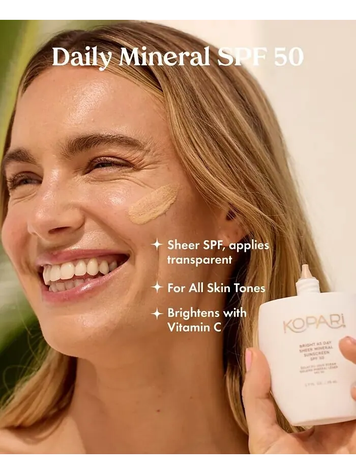 Прозрачный минеральный солнцезащитный крем Bright As Day SPF 50, 1,7 унции Kopari Beauty — изображение 5 из 12