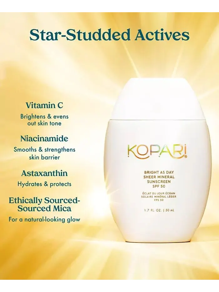 Прозрачный минеральный солнцезащитный крем Bright As Day SPF 50, 1,7 унции Kopari Beauty — изображение 7 из 12