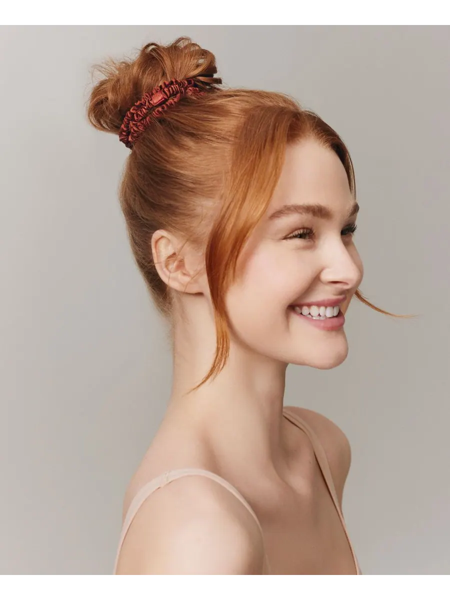 Набор из 4 узких резинок для волос из чистого шелка Back-to-Basics Slip — изображение 6 из 6