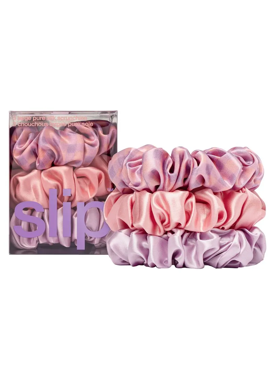 Набор из 3 больших резинок для волос из чистого шелка Slip, цвет belleflower